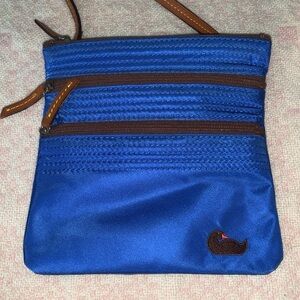 NWOT Dooney & Bourke blue nylon crossbody leather trim